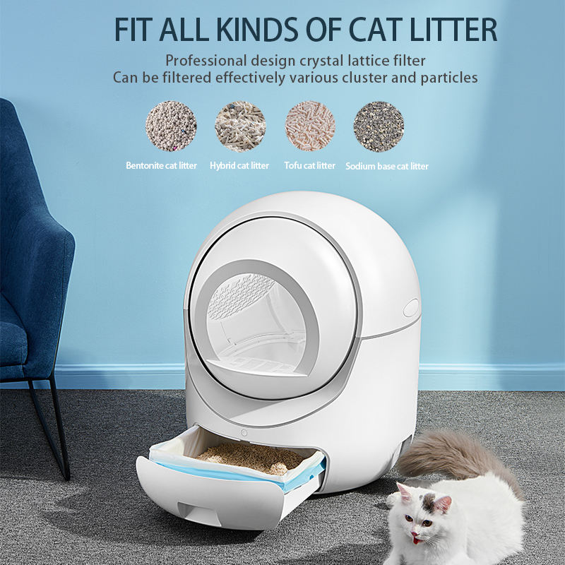 Smart Cat Litter Tray with Fully Automatic Large Capacity App Controlled Easy Clean Plastic Enclosed Popular Cat Litter Box
