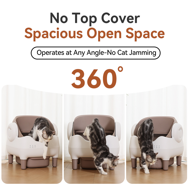 Self Cleaning Litter Box Smart Automatic Cat Toilet Open-Top Design App Control Dual Safety Sensors Odor Control