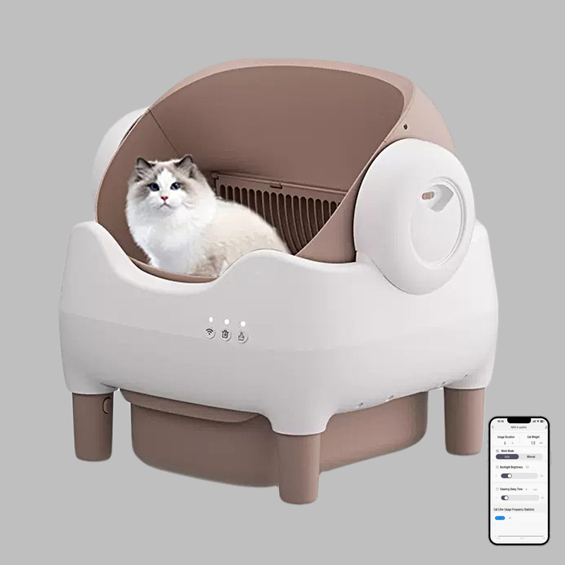 Self Cleaning Litter Box Smart Automatic Cat Toilet Open-Top Design App Control Dual Safety Sensors Odor Control